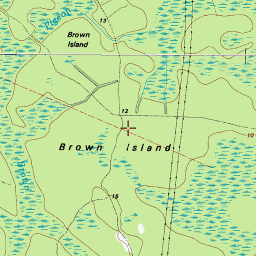 Topographic Map of Brown Island, GA