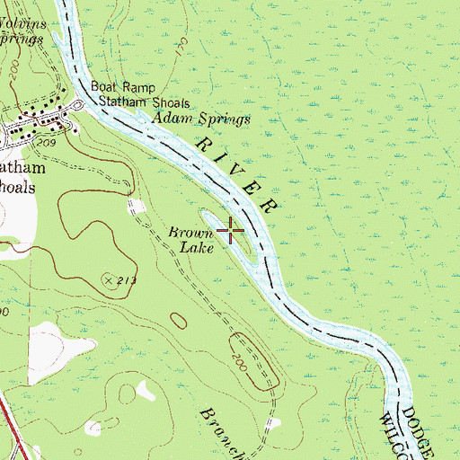 Topographic Map of Brown Lake, GA