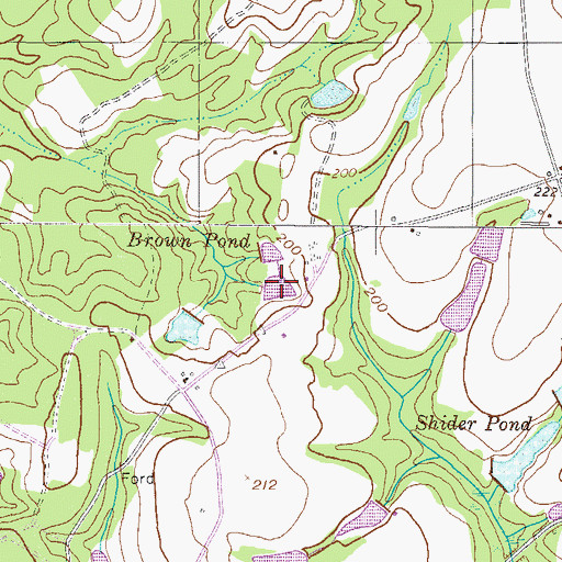 Topographic Map of Brown Pond, GA