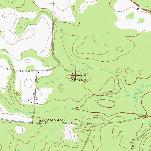 Topographic Map of Brown Springs, GA