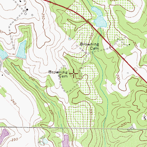 Topographic Map of Browning Cemetery, GA