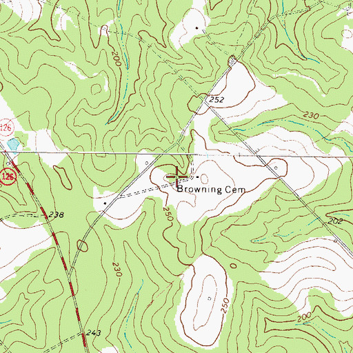 Topographic Map of Browning Cemetery, GA