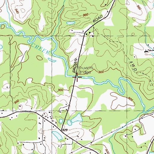 Topographic Map of Browns Bridge, GA