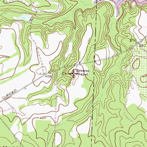 Topographic Map of Browns Chapel, GA