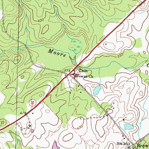Topographic Map of Browns Church, GA