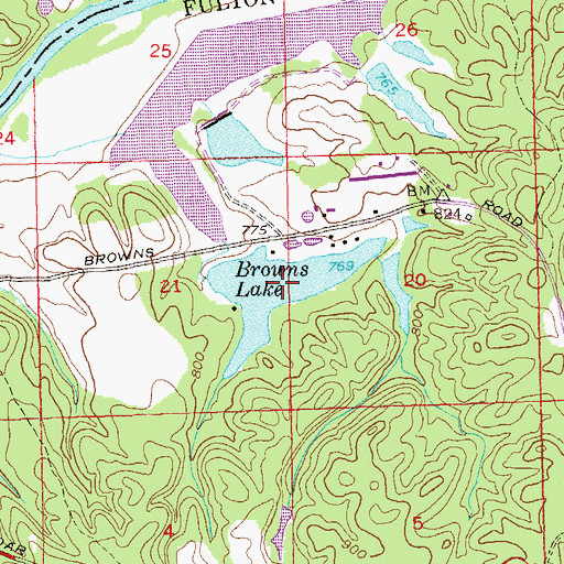 Topographic Map of Browns Lake, GA