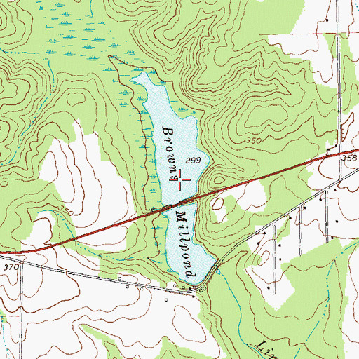 Topographic Map of Browns Millpond, GA