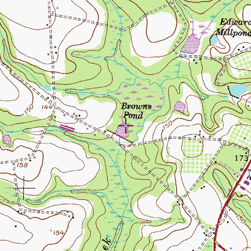 Topographic Map of Browns Pond, GA