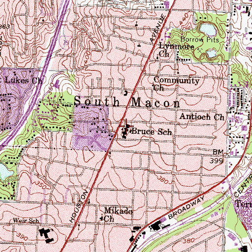 Topographic Map of Bruce School, GA