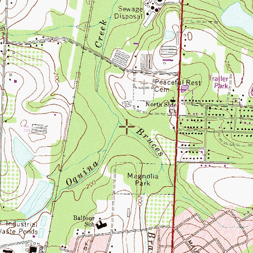 Topographic Map of Bruces Branch, GA