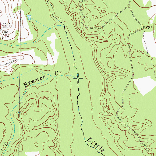 Topographic Map of Bruner Creek, GA