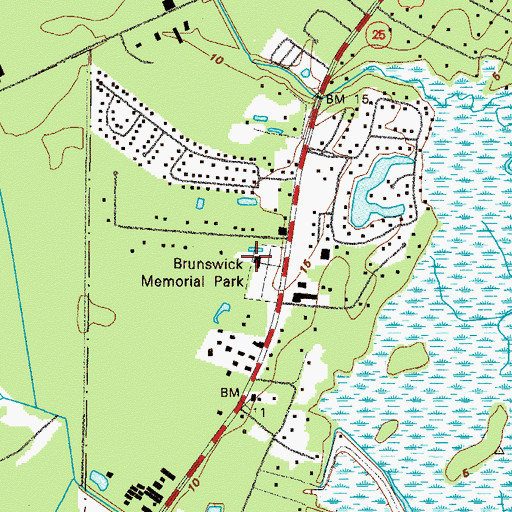 Topographic Map of Brunswick Memorial Park, GA