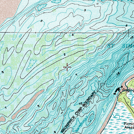 Topographic Map of Brunswick River, GA