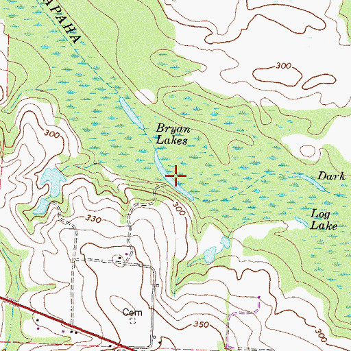 Topographic Map of Bryan Lakes, GA