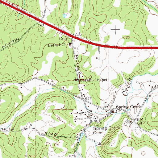 Topographic Map of Bryant Chapel, GA