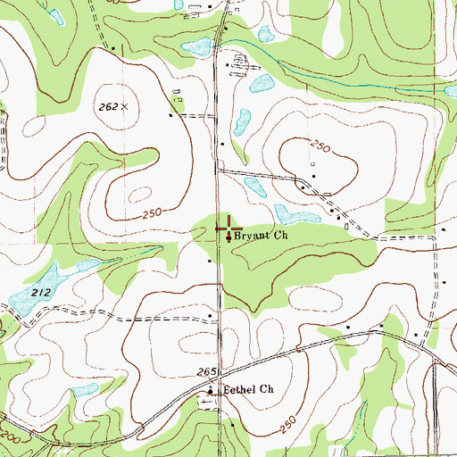Topographic Map of Bryant Church, GA