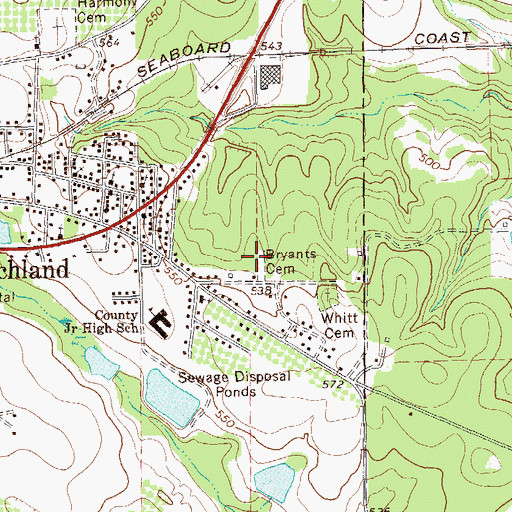 Topographic Map of Bryants Cemetery, GA