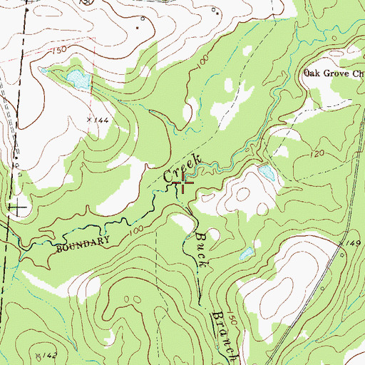 Topographic Map of Buck Branch, GA