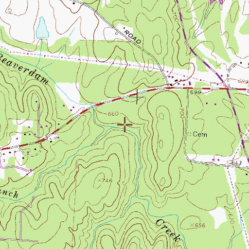 Topographic Map of Buck Branch, GA