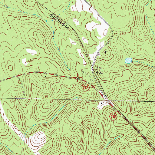 Topographic Map of Buck Creek, GA