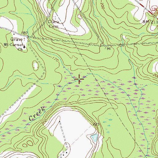 Topographic Map of Buck Creek, GA