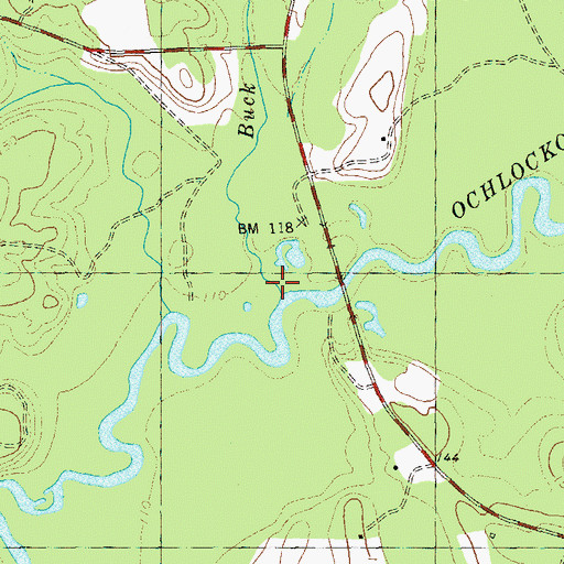 Topographic Map of Buck Creek, GA