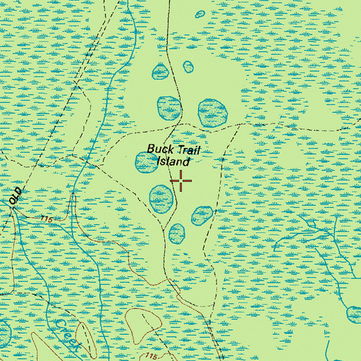 Topographic Map of Buck Trail Island, GA