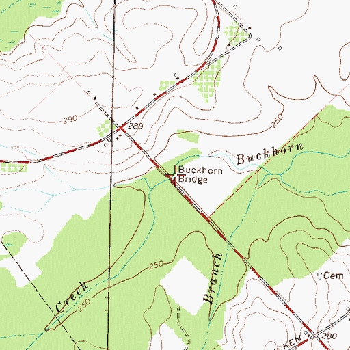 Topographic Map of Buckhorn Bridge, GA