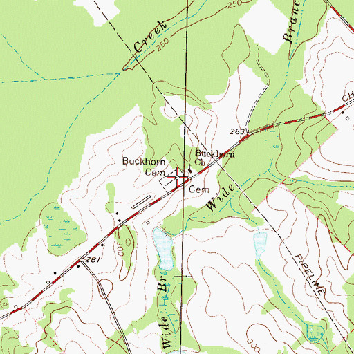Topographic Map of Buckhorn Cemetery, GA