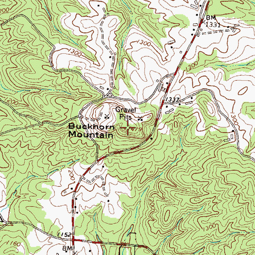 Topographic Map of Buckhorn Mountain, GA