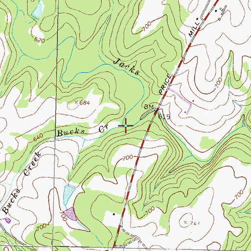 Topographic Map of Bucks Creek, GA