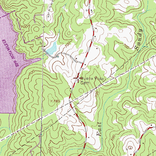 Topographic Map of Buena Vista Cemetery, GA