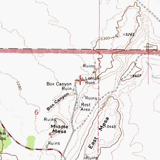Topographic Map of Lomaki Pueblo (historical), AZ