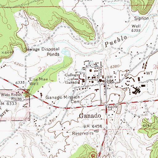 Topographic Map of College of Ganado, AZ