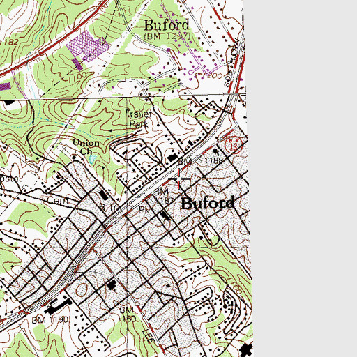 Topographic Map of Buford, GA