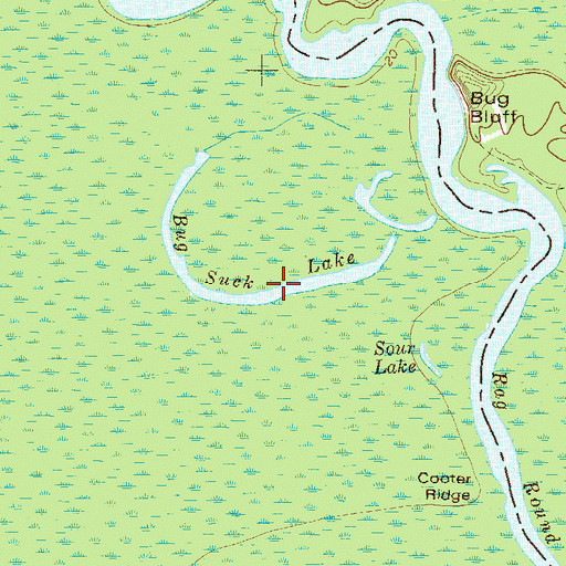 Topographic Map of Bug Suck Lake, GA