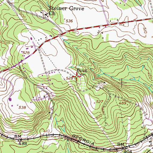 Topographic Map of Bugg Cemetery, GA
