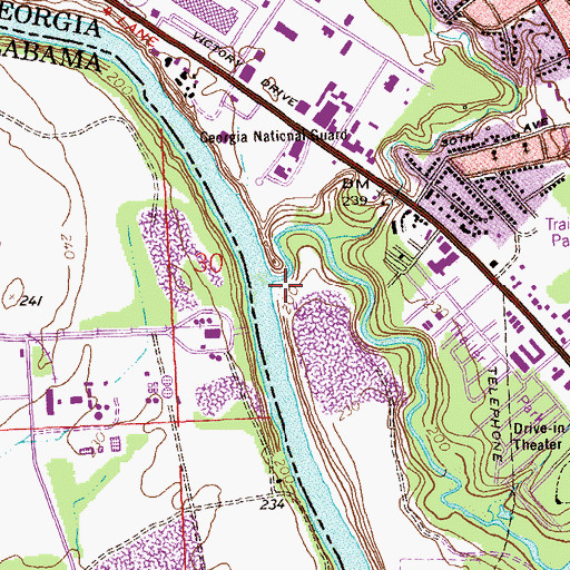 Topographic Map of Bull Creek, GA