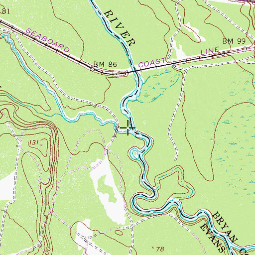Topographic Map of Bull Creek, GA