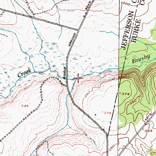 Topographic Map of Bull Nose Branch, GA