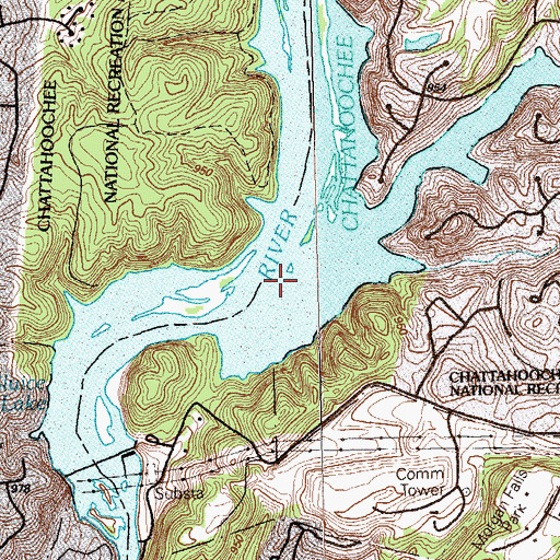 Topographic Map of Bull Sluice Lake, GA