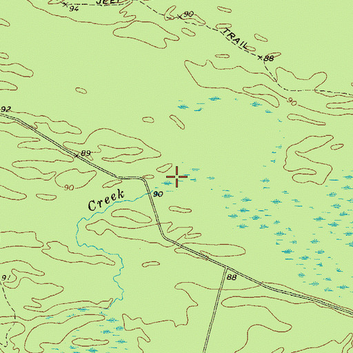 Topographic Map of Bullards Creek, GA