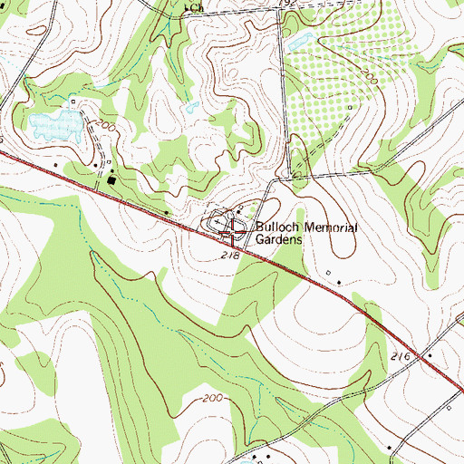 Topographic Map of Bulloch Memorial Gardens, GA
