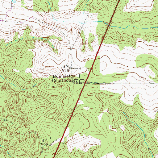 Topographic Map of Bumbleton Courthouse, GA