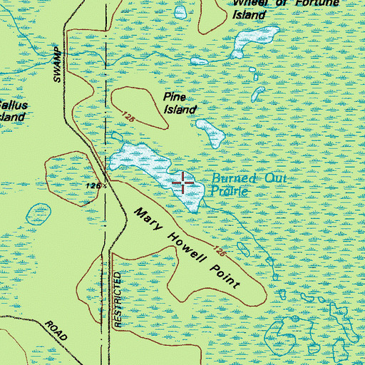 Topographic Map of Burned Out Prairie, GA