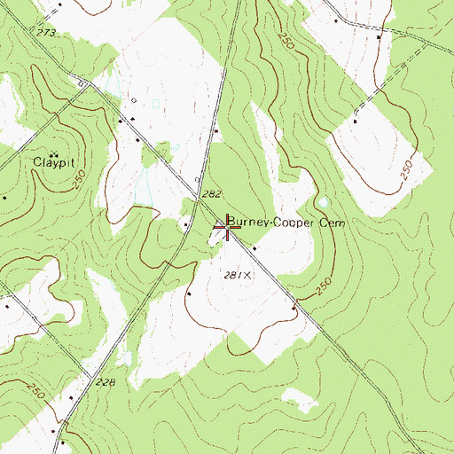 Topographic Map of Burney Cooper Cemetery, GA
