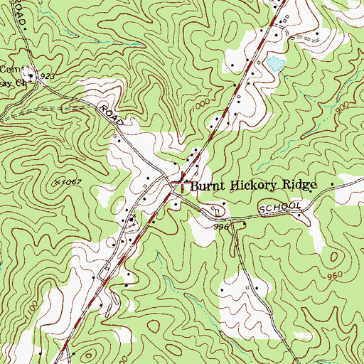 Topographic Map of Burnt Hickory Ridge, GA
