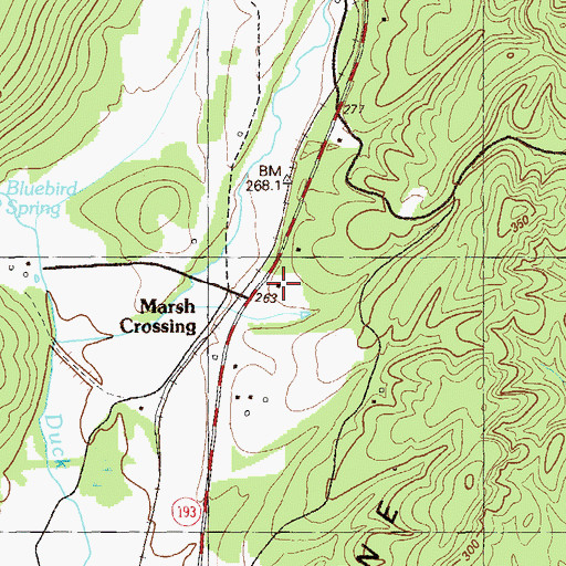 Topographic Map of Burnt Mill School, GA