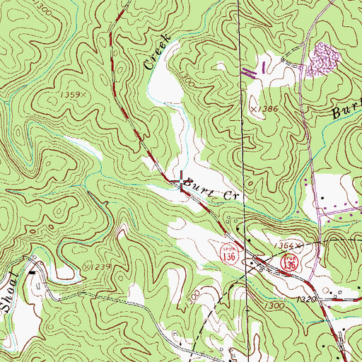 Topographic Map of Burt Creek, GA