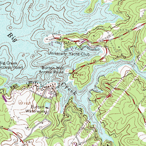 Topographic Map of Burton Mill Access Point, GA